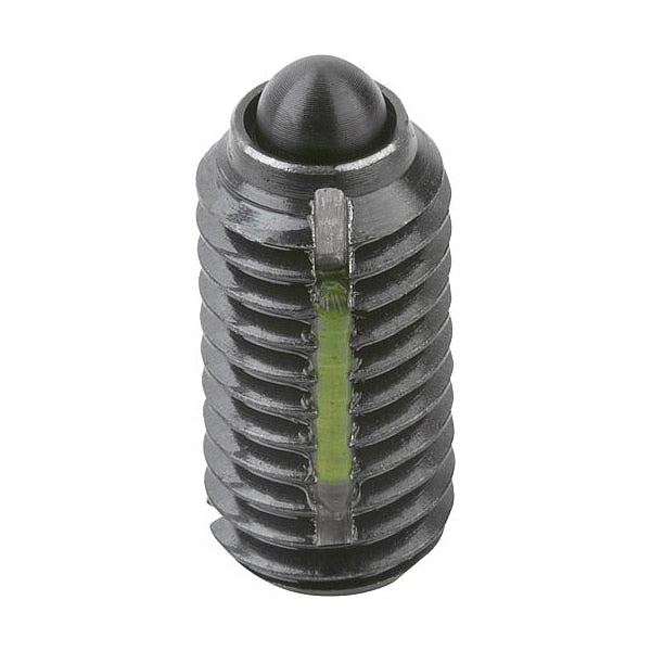 Spring Plunger Light Spring Force, Long-Lok D=M04 L=9, Steel, Comp: Pin Steel