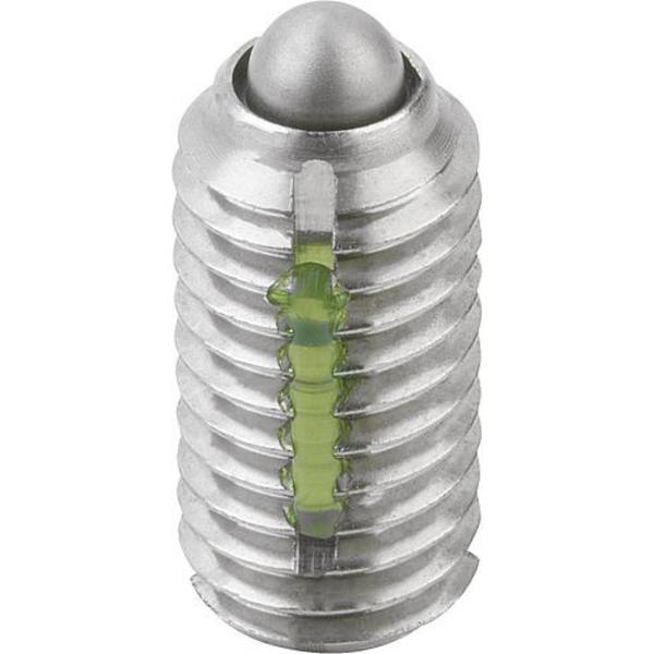 Spring Plunger Light Spring Force, Long-Lok D=8-36 L=9, Body & Pin Stainless Steel