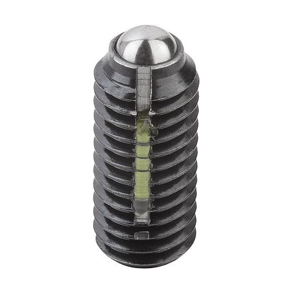 Spring Plunger Standard Spring Force, Long-Lok D=5/8-11 L=33, Steel, Comp: Ball Steel