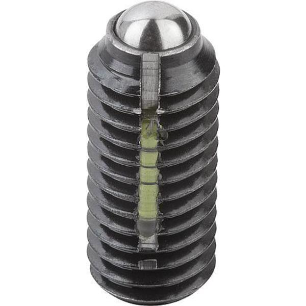 Spring Plunger Standard Spring Force, Long-Lok D=M05 L=14, Steel, Comp: Ball Steel