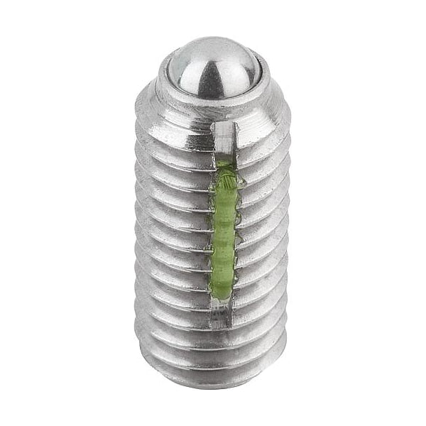 Spring Plunger Standard Spring Force, Long-Lok D=M05 L=14, Body & Ball Stainless Steel