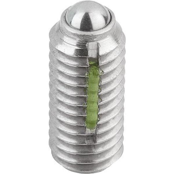 Spring Plunger Standard Spring Force, Long-Lok D=5/8-11 L=33, Body & Ball Stainless Steel