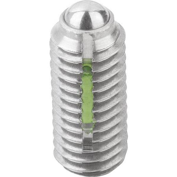 Spring Plunger Intensified Spring Force, Long-Lok D=M05 L=14, Body & Ball Stainless Steel
