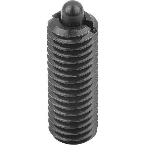 Spring Plunger Standard Spring Force, Long-Lok D=1/4-20 L=20, Steel, Comp: Pin Steel