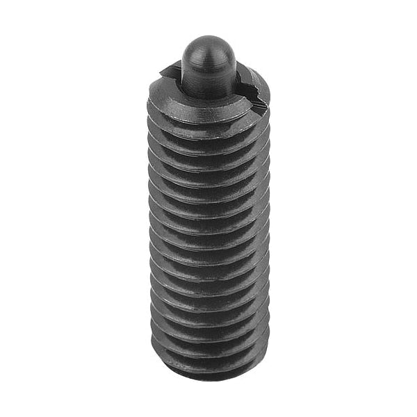 Spring Plunger Standard Spring Force, Long-Lok D=1/4-28 L=20, Steel, Comp: Pin Pom