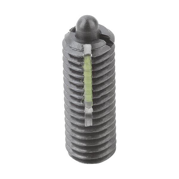 Spring Plunger Light Spring Force, Long-Lok D=1/2-13 L=28, Steel, Comp: Pin Steel