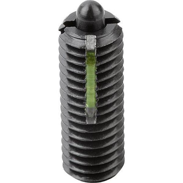Spring Plunger Intensified Spring Force, Long-Lok D=5/16-18 L=22, Steel, Comp: Pin Steel