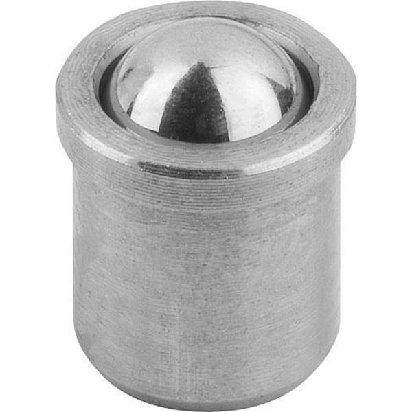 Spring Plunger, Push Fit, D=5 L=6, Stainless Steel, Ball: Stainless Steel