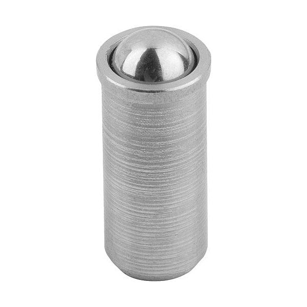 Spring Plunger, Push Fit, D=5 L=12, Stainless Steel, Long Version, Ball: Stainless Steel