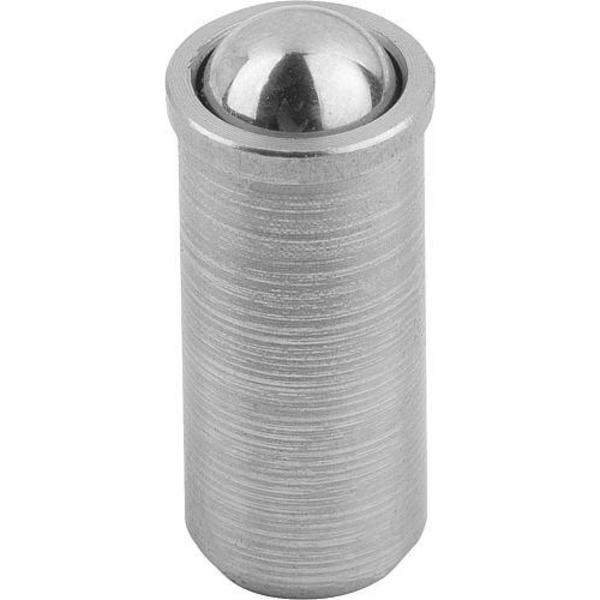 Spring Plunger, Push Fit, D=6 L=14, Stainless Steel, Long Version, Ball: Stainless Steel
