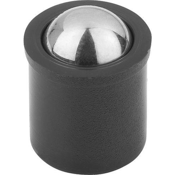 Spring Plunger, Push Fit, Plastic D=10 L=13, 5, Ball: Stainless Steel