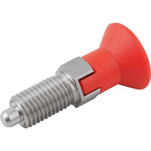 Indexing Plunger Red D1= M16X1, 5, D=8, Style C, Lockout Type wo Locknut, Stainless Steel Hardened