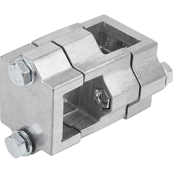 Tube Clamp 4-Way Flat Aluminum, Square, Comp: Steel, A=1.5