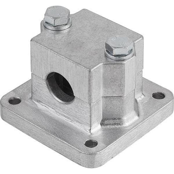 Tube Clamp With Flange M=100 G=100 L=70 Aluminum, Square, Comp: Steel, A=1.5