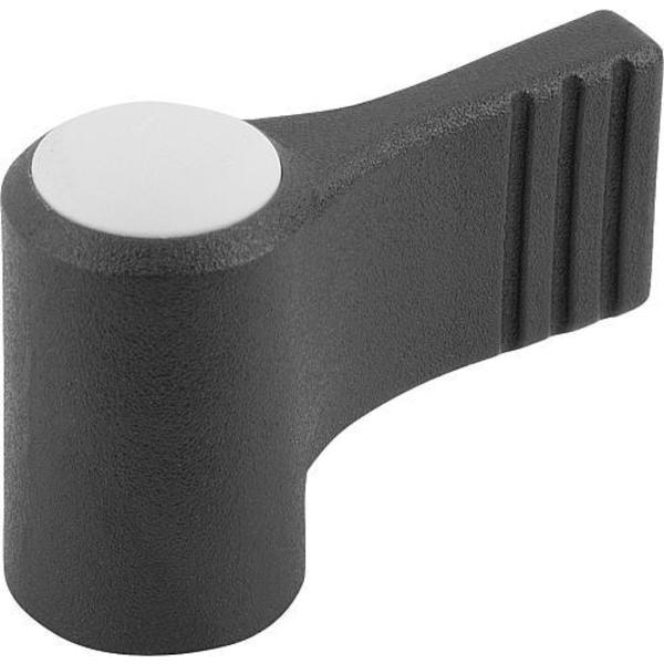 Wing Grip, One-Sided, Size: 9 D=M06, A=22, H=18, Form: K, Body Black, Cap Gray, Stainless Steel