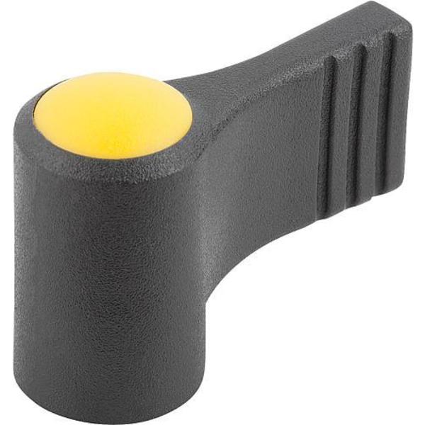 Wing Grip, One-Sided, Size: 2 D=M10, A=37, 5, H=36, Form: K, Body Black, Cap Yellow, Stainless Steel