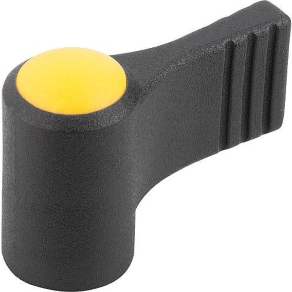 Wing Grip, One-Sided, Size: 9 D=M04, A=22, H=18, Form: K, Body Black, Cap Yellow, Comp: Steel