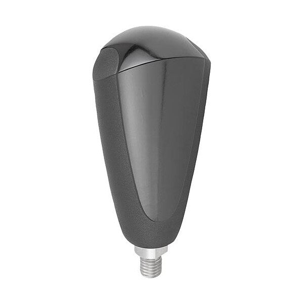 Revolving Handle, Oval, Size: 1, D= 1/4-20X9, D1= 25, Thermoset, Gloss Black, Comp. Stainless Steel