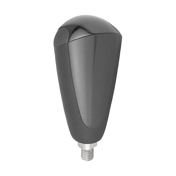 Revolving Handle, Oval, Size: 1, D= M06X9, D1= 25, Thermoset, Gloss Black, Comp. Stainless Steel