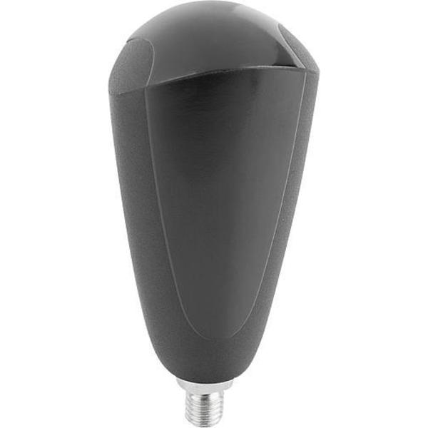 Revolving Handle, Oval, Size: 2, D= 5/16-18X10, D1= 41, Thermoset, Gloss Black, Comp. Steel