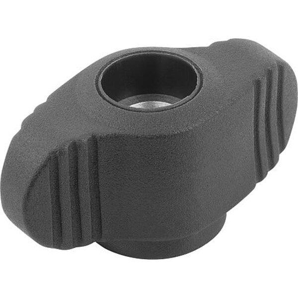 Wing Grip, Mini, D=M04 Tapped Through Thread, A=28, H=14, 3, Form: D, Thermoplastic Black