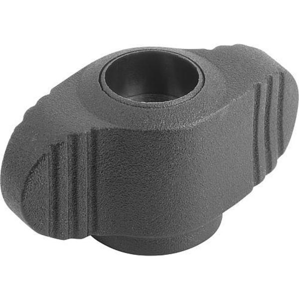 Wing Grip, Mini, D=8-32 Tapped Through Thread, A=28, H=14, 3, Form: D, Thermoplastic Black
