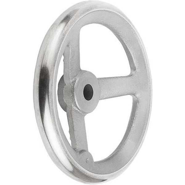 Handwheel, DIN 950, D1= 140 mm, Bore D2= 16 mm, Gray Cast Iron, Without Grip