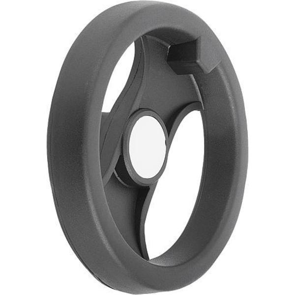 2-Spoke Handwheel, PA Plastic, Steel Bushing, Diameter D1= 129 mm, Bore D2= 0.312
