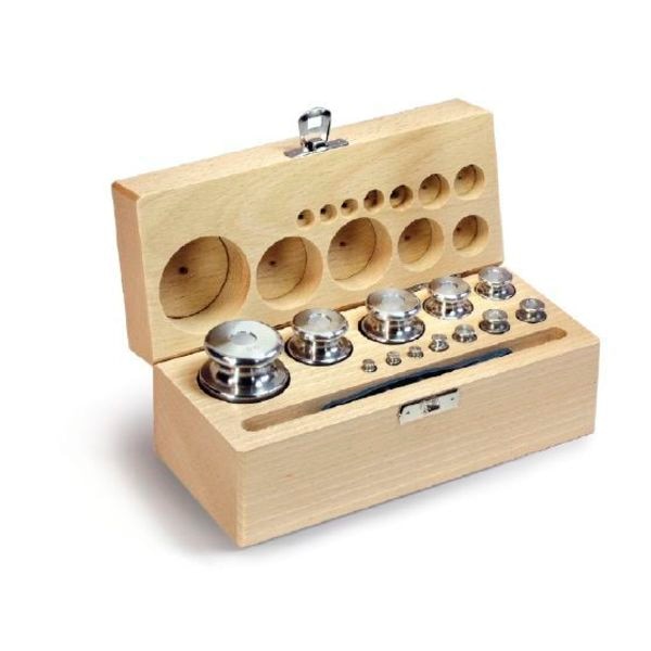 F2 1 g - 10 kg Set of weights in wooden