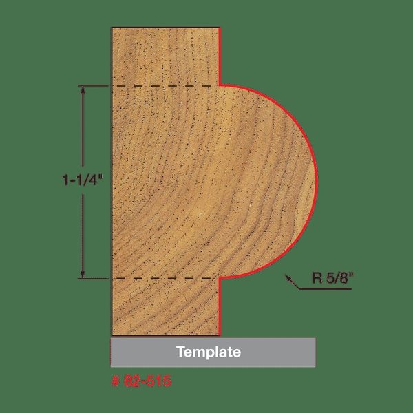 Radius Half Round Bit with Bearing, 5/8