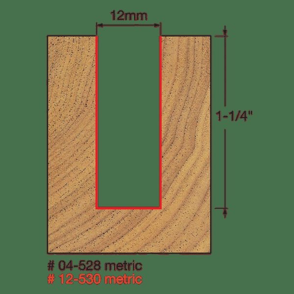 Double Flute Straight Bit, 12 dia.