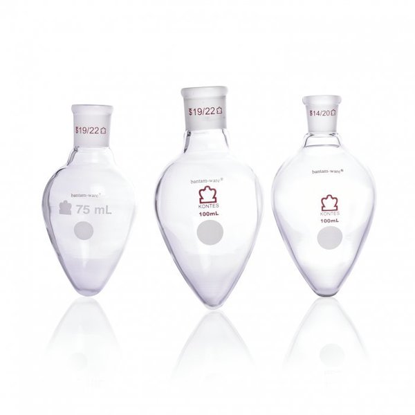 Pear Shaped Boiling Flask, 100mL, Clear