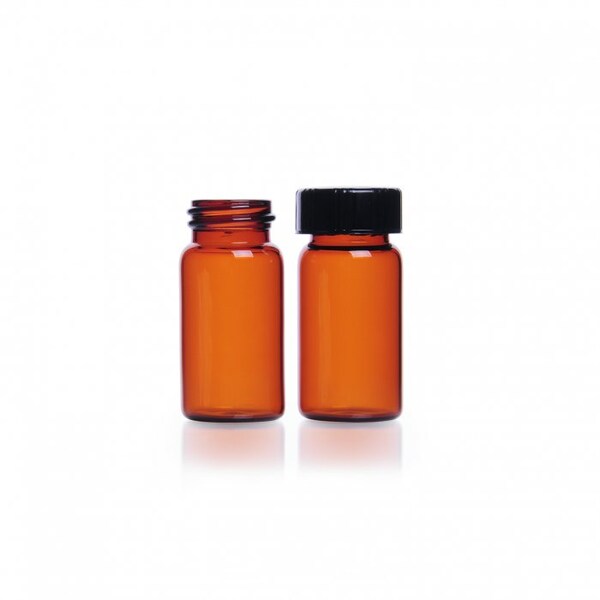 Vial, Sample, Amb, Attached Phenolic Closure, PTFE-Faced/White