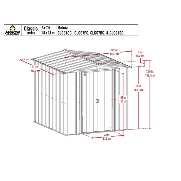6x7 Classic Steel Storage Shed, Sage Green