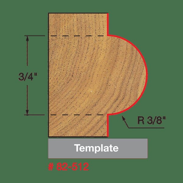 Radius Half Round Bit with Bearing, 3/8