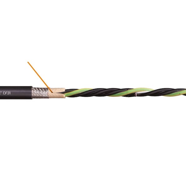 Power Cable for VFD, PVC, 0.85 in dia, Blk