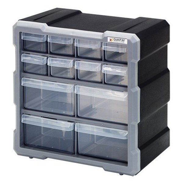 Cabinet With 12 Plastic Drawers, Black