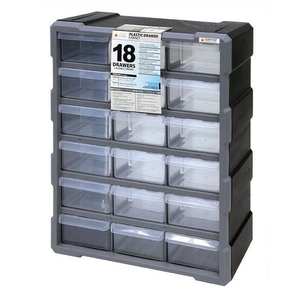 Cabinet With 18 Plastic Drawers, Black