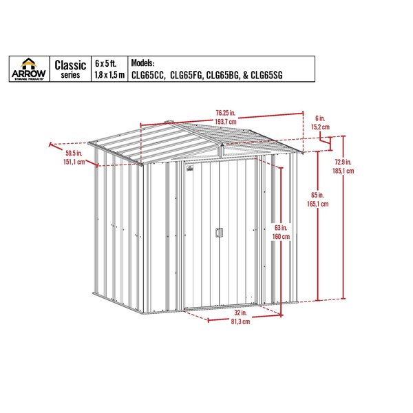 6x5 Classic Steel Storage Shed, Sage Green