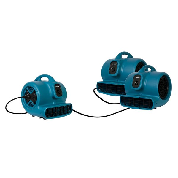 1/3 HP, 2600 CFM, 3.8 Amps, 4 Positions, 3 Speeds Air Mover with Power Outlets for Daisy Chain