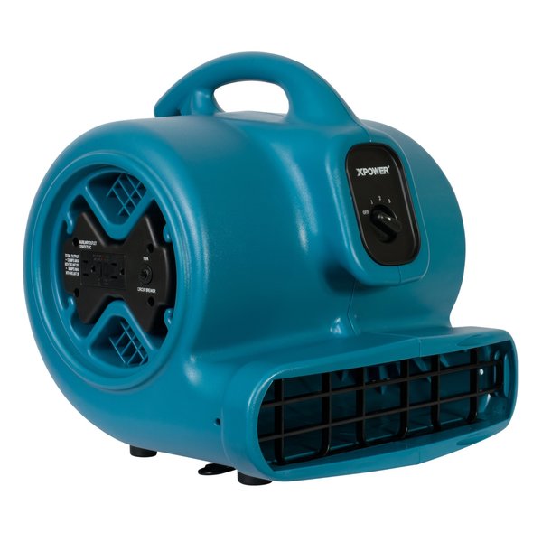 1/3 HP, 2600 CFM, 3.8 Amps, 4 Positions, 3 Speeds Air Mover with Power Outlets for Daisy Chain