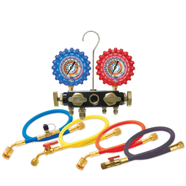Manifold, 4 Valve, 5 ft., EZ Turn Hose Set