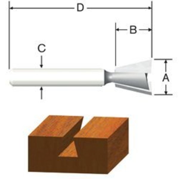 CT 3/8X9 Deg Dovetail 2F 1/4S