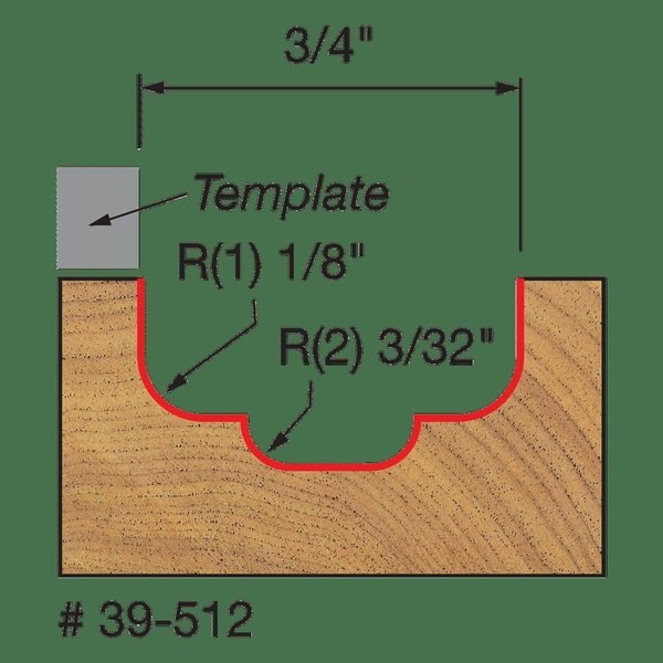 Top Bearing Double Cove Groove Bit, 3/4