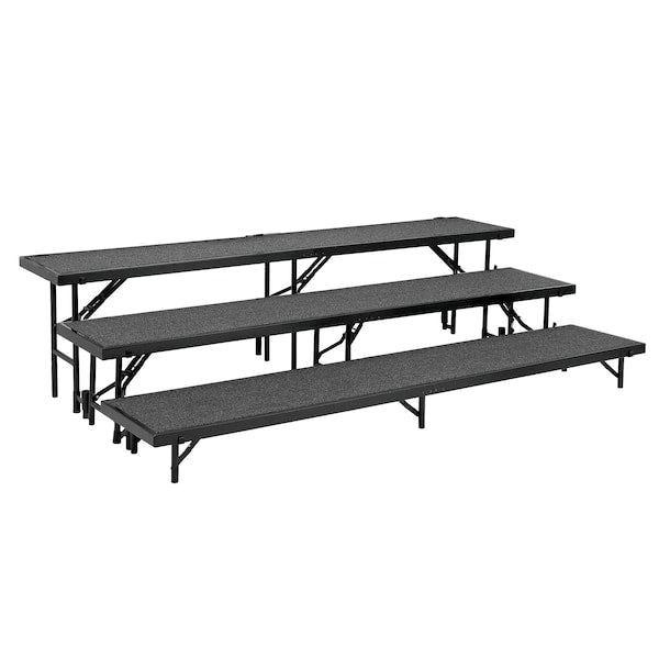 Straight Standing Choral Riser, 3 Level, Gray Carpet