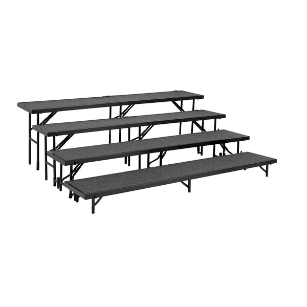 Straight Standing Choral Riser, 4 Level, Gray Carpet