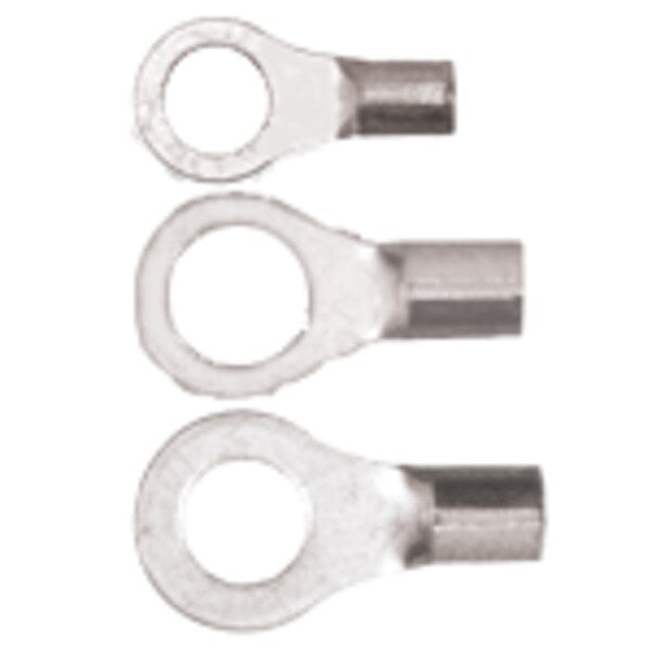 22-18 AWG Non-Insulated Ring Terminal #8 Stud PK1000, Connection Material: Tin-Plated Copper