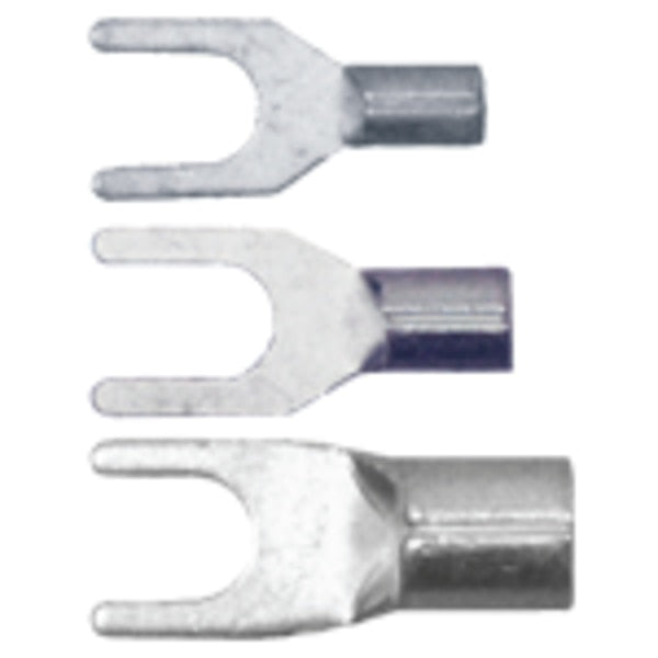16-14 AWG Non-Insulated Spade Terminal #8 Stud PK100