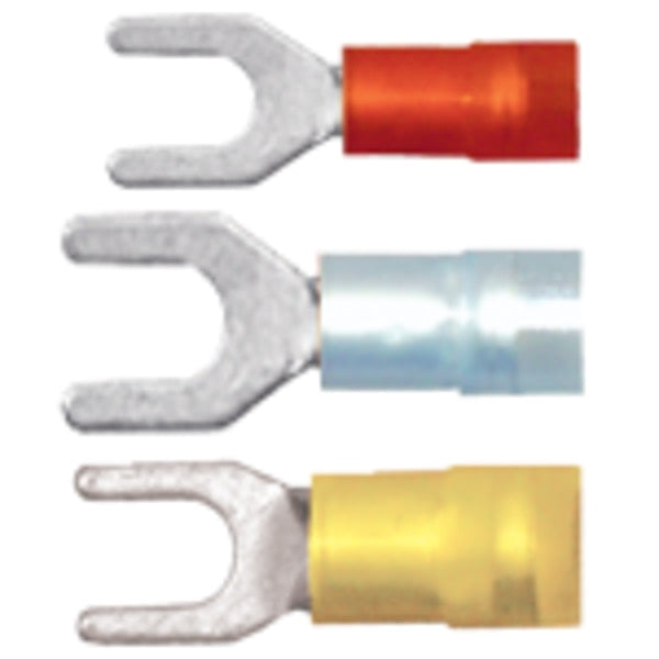 16-14 AWG Nylon Spade Double Crimp Terminal #10 Stud PK1000