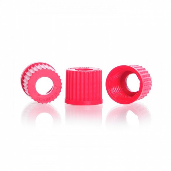 GL18 Open Top Red PBT Screw Caps, PK 10